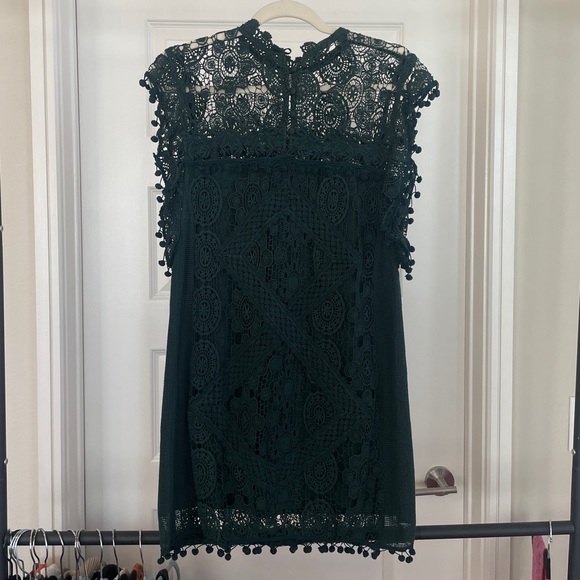 TULAROSA X Revolve Clayton Crochet Lace Dress Hunter Green size Small - Picture 7 of 7